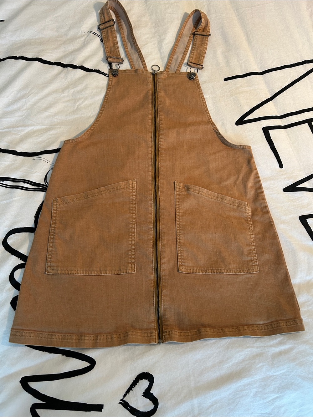 Vanilla Star Brown Zip-Front Overall Dress